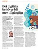 Tidningssida med tre spalter text. Rubriken Det digitala behöver bli mer tillgängligt. En bild på Stefan Johansson.